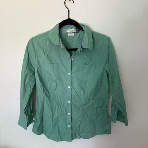 VanHeusen Women’s Green Half Sleeve Button Up Top